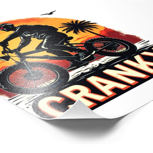 クランキー：あなたの乗り物を活性化する – おもしろいバイクもしくは自転車に乗る人ティー フォトプリント            (角)