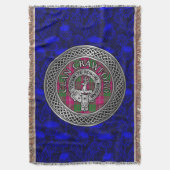 クランクロフォードクレスト&タータンチェックノット スローブランケット (正面縦)