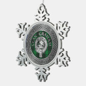 クラングラハムクレスト&タータンチェックノット スノーフレークピューターオーナメント (右)