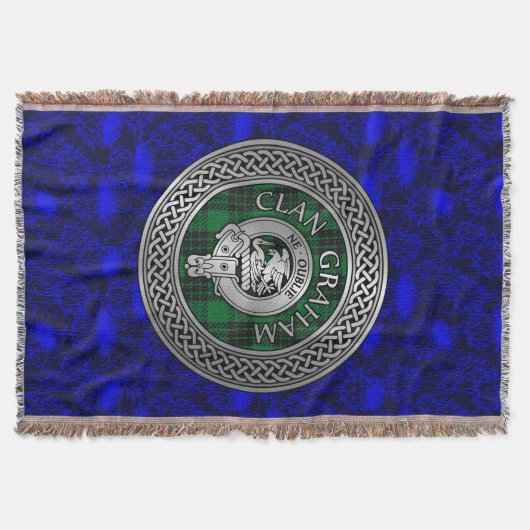 クラングラハムクレスト&タータンチェックノット スローブランケット (正面)