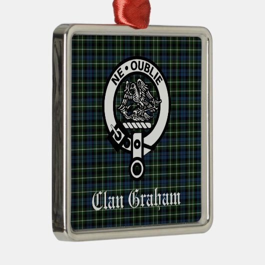 クラングラハムモントローズタータンチェック&クレストパーソナライズされた メタルオーナメント (右)