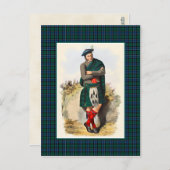 クラングラハムヴィンテージイラストレーションタータンチェックフレーム ポストカード (正面/裏面)