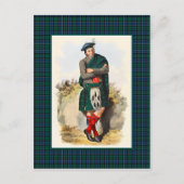 クラングラハムヴィンテージイラストレーションタータンチェックフレーム ポストカード (正面)