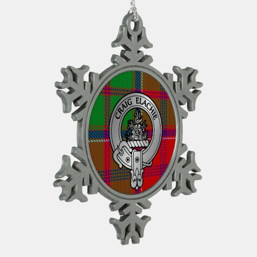 クラングラントクレスト&タータンチェック スノーフレークピューターオーナメント (左)