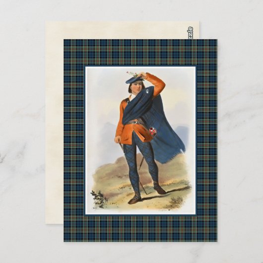 クランコルクーンヴィンテージイラストレーションタータンチェックフレーム ポストカード (正面/裏面)