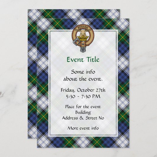 クランゴードンクレストオーバードレスタータンチェック 招待状 (正面/裏面)