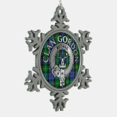 クランゴードンクレスト&タータンチェック スノーフレークピューターオーナメント (左)