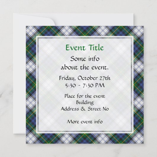 クランゴードンドレスタータンチェック 招待状 (裏面)