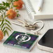 クランサザーランドクレストバッジ&タータンチェック キーホルダー (正面右)