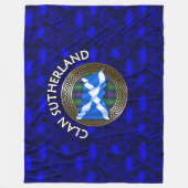 クランサザーランドタータンチェックノット&フラグ フリースブランケット (正面)