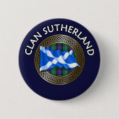 クランサザーランドタータンチェックノット&フラグ 缶バッジ (正面)