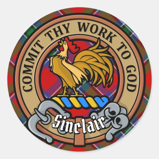 クランシンクレアクレストオーバーレッドタータンチェック ラウンドシール (正面)