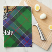 クランシンクレアクレストオーバー狩りタータンチェック キッチンタオル (四つ折り)