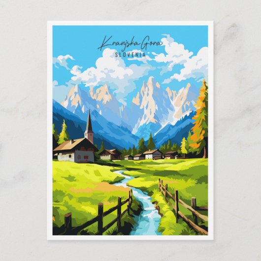 クランジャスカゴラスロベニアのヴィンテージ旅行イラストレーション ポストカード (正面)
