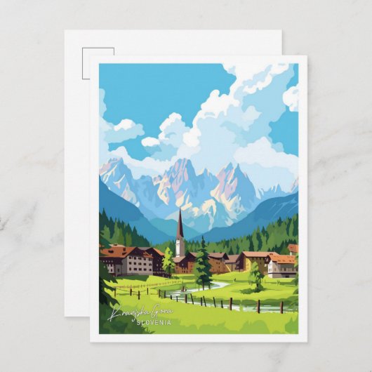クランジャスカゴラスロベニア旅行ヴィンテージイラストレーション ポストカード (正面/裏面)