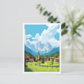 クランジャスカゴラスロベニア旅行ヴィンテージイラストレーション ポストカード (スタンド正面)