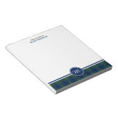 クランジョンストンタータンチェックブルーアンドグリーンプレイドモノグラム ノートパッド (アングル)