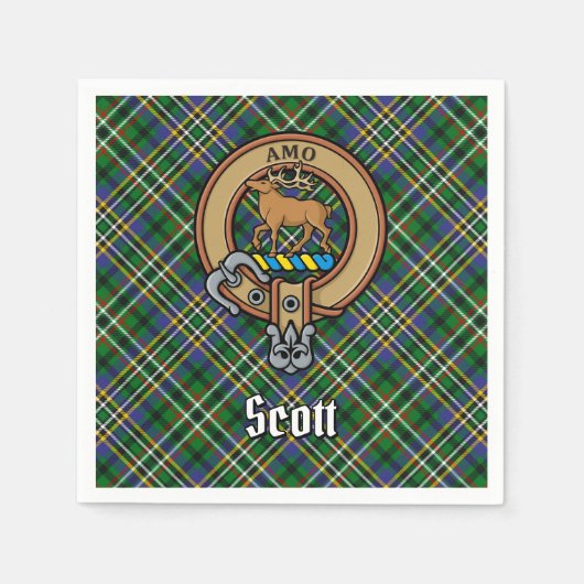 クランスコットクレストオーバーグリーンタータンチェック スタンダードカクテルナプキン (正面)