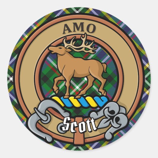 クランスコットクレストオーバーグリーンタータンチェック ラウンドシール (正面)