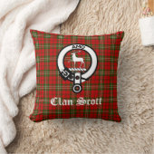 クランスコットクレストバッジとタータンチェック クッション (ブランケット)