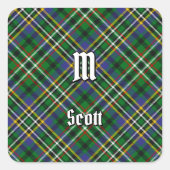 クランスコットグリーンタータンチェックスクエアステッカー スクエアシール (正面)