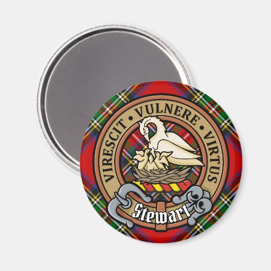 クランスチュワートクレスト王室のタータンチェック マグネット (正面/裏面)