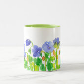 クランズビル紫色の水彩ワイルドフラワー ツートーンマグカップ (中央)