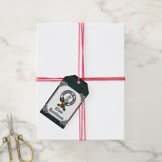 クランダビッドソンクレストバッジ&タータンチェックホリデイ ギフトタグ (より糸付き)