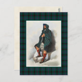 クランダビッドソンヴィンテージイラストレーションタータンチェックフレーム ポストカード (正面/裏面)