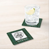 クランダンカンクレストバッジ&タータンチェック スクエアペーパーコースター (インサイチュ)