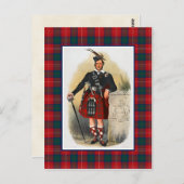 クランチホルムヴィンテージイラストレーションタータンチェックフレーム ポストカード (正面/裏面)