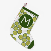 クランチーグリーンコーシェードリル漬けチップズモノグラム スモールクリスマスストッキング (正面 (吊り時))
