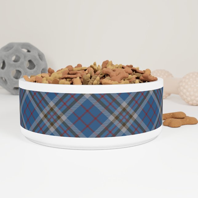 クラントンプソンタータンチェックプレイドグレーブルーパターン ボウル (Plaid Rustic Clan Thompson Tartan Dog Bowl)