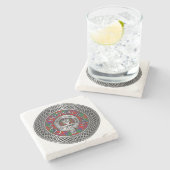 クランドナカイ |ロバートソンクレスト&タータンチェックノット ストーンコースター (横)