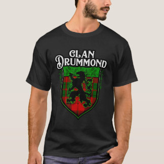 クランドラモンド姓スコティッシュタータンチェックライオンラパント Tシャツ