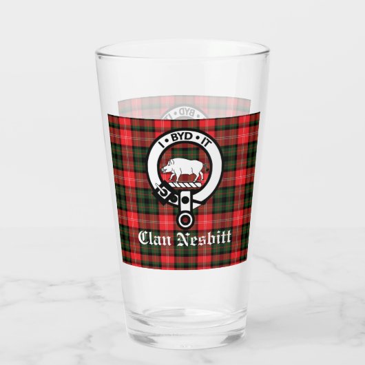 クランネスピットクレストバッジ&タータンチェック パーソナライズされた タンブラーグラス (裏面)