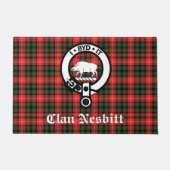 クランネスピットクレストバッジ&タータンチェック パーソナライズされた ドアマット (正面)
