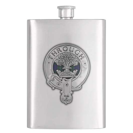 クランハミルトンクレスト&狩りタータンチェック フラスク (正面)