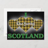 クランバークレーIラブスコットランドタータンチェックハート ポストカード (正面/裏面)
