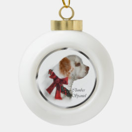 クランバースパニエル犬クリスマス セラミックボールオーナメント