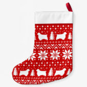 クランバースパニエル犬ドッグシルエット柄かわいい スモールクリスマスストッキング (裏面)