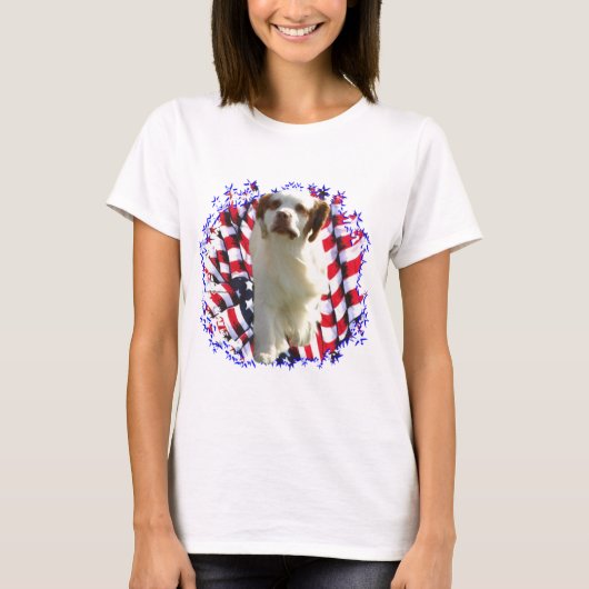 クランバースパニエル犬パトリオ Tシャツ (正面)