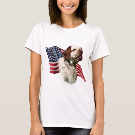 クランバースパニエル犬フラグ Tシャツ (正面)