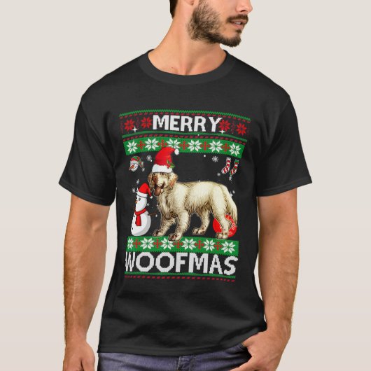 クランバースパニエル犬メリーウーマスクリスマス Tシャツ (正面)
