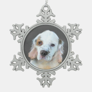 クランバースパニエル犬絵画ズ – かわいいオリジナルドッグアート スノーフレークピューターオーナメント