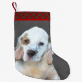 クランバースパニエル犬絵画ズ – かわいいオリジナルドッグアート スモールクリスマスストッキング (正面)