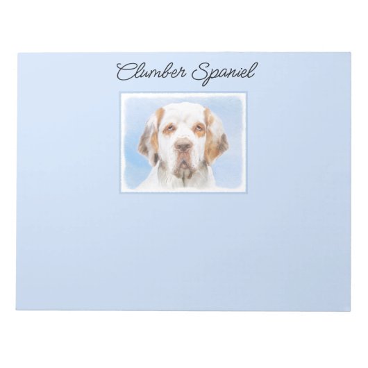 クランバースパニエル犬絵画ズ – かわいいオリジナルドッグアート ノートパッド (正面)