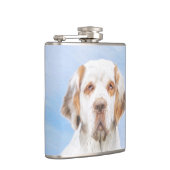 クランバースパニエル犬絵画ズ – かわいいオリジナルドッグアート フラスク (右)