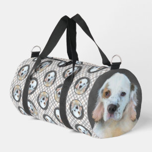 クランバースパニエル 子犬の絵 オリジナル ドッグアート ダッフルバッグ