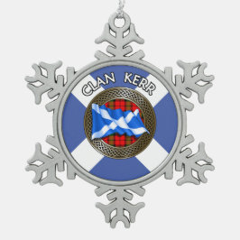 クランバードタータンチェックノット&フラグ スノーフレークピューターオーナメント